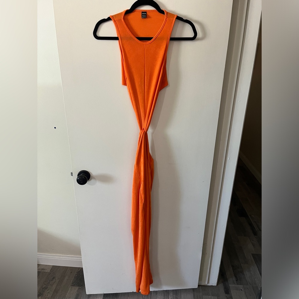 SHEIN open side orange dress